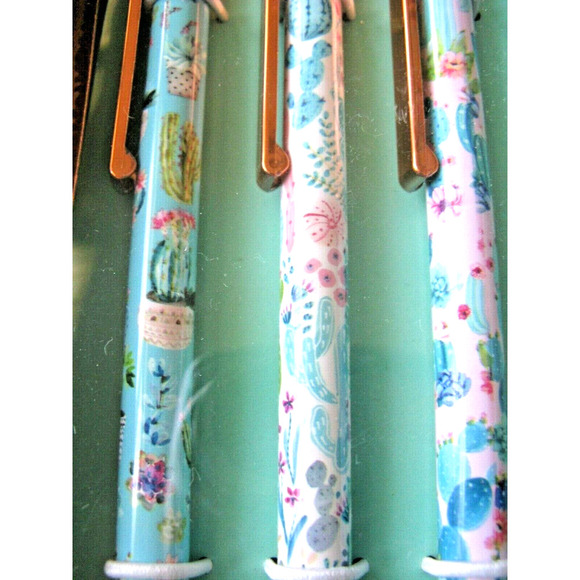 New Clementine Succulent Cactus Flower w/ Rose Gold Ink Pen Set of 3 - Black Ink - Picture 6 of 10